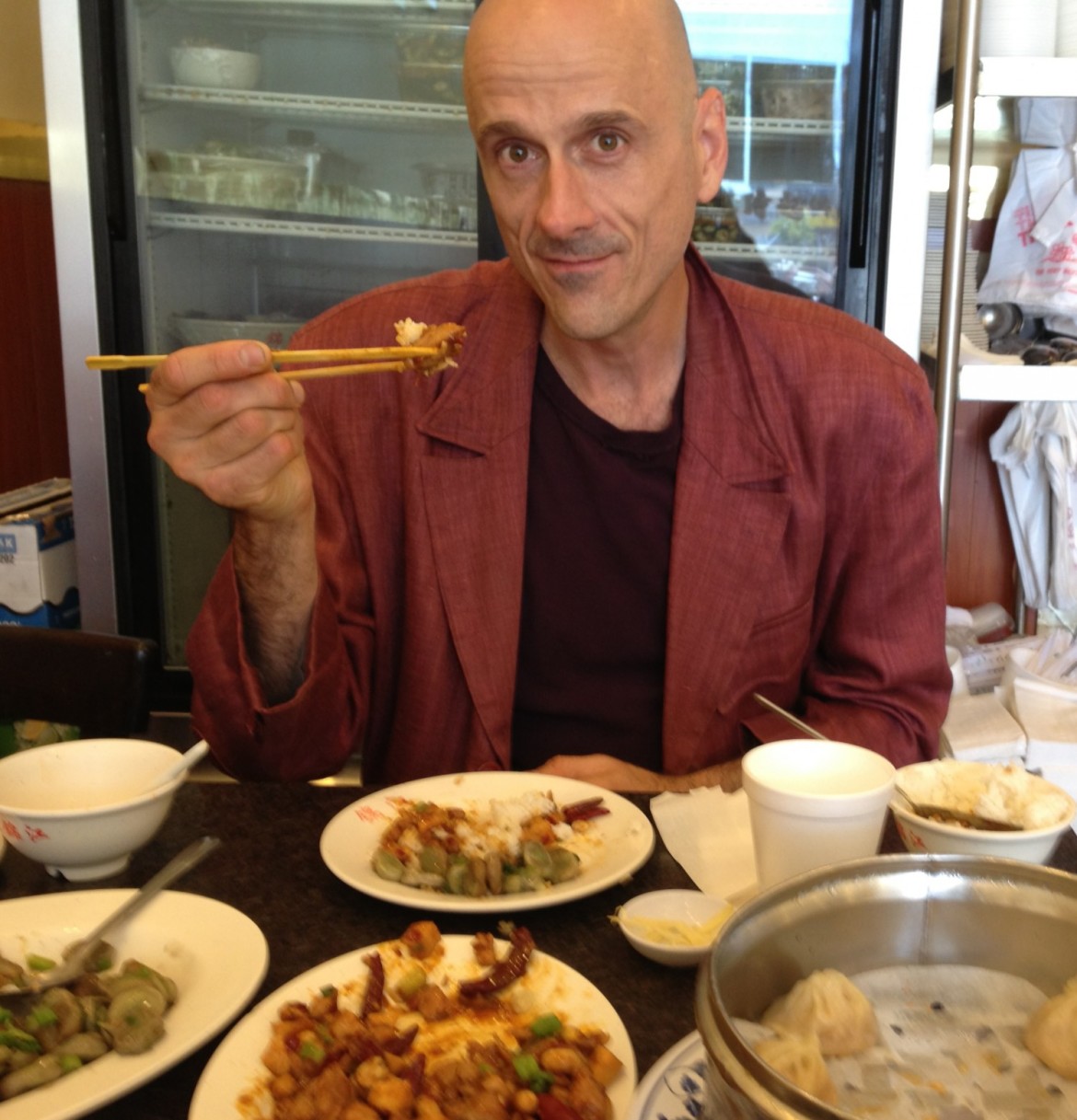 Dana Enjoying the Feast at J & J